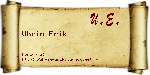Uhrin Erik névjegykártya